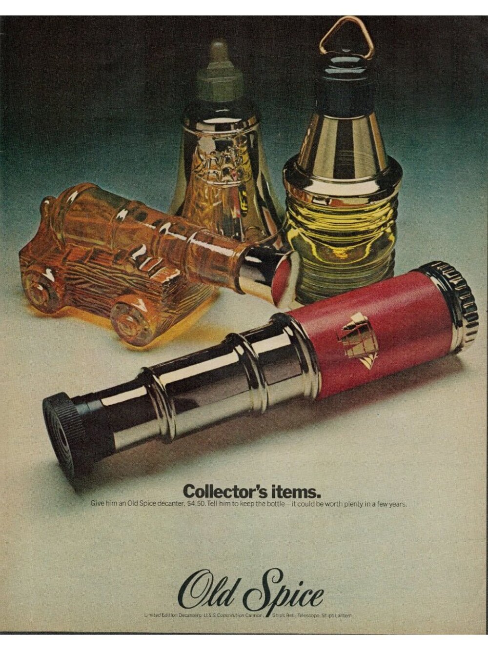 1972 Old Spice Limited Edition Decanters Vintage Print Ad (L1)